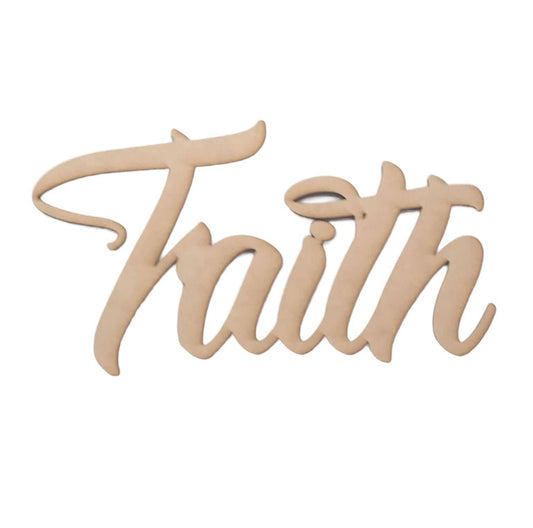 Faith Word Wall Quote Art DIY Raw MDF Timber Wood Religion Religious - The Renmy Store Homewares & Gifts 