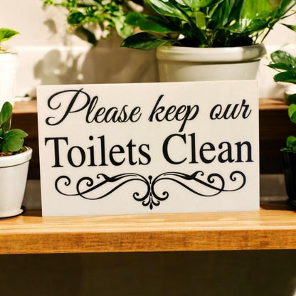 Please Keep Our Toilets Clean Restroom Wall Sign - The Renmy Store Homewares & Gifts 