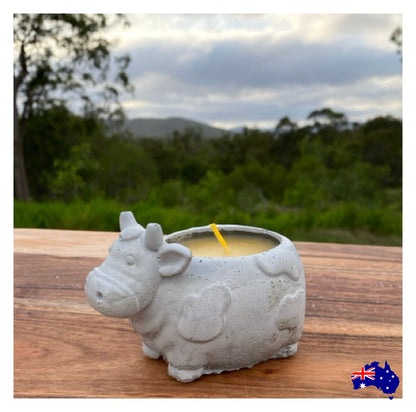 Pure Beeswax Cow Candle Aussie Handmade
