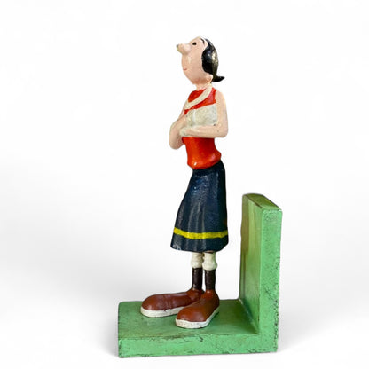 Book Ends Popeye and Olive Cartoon Vintage Cast Iron