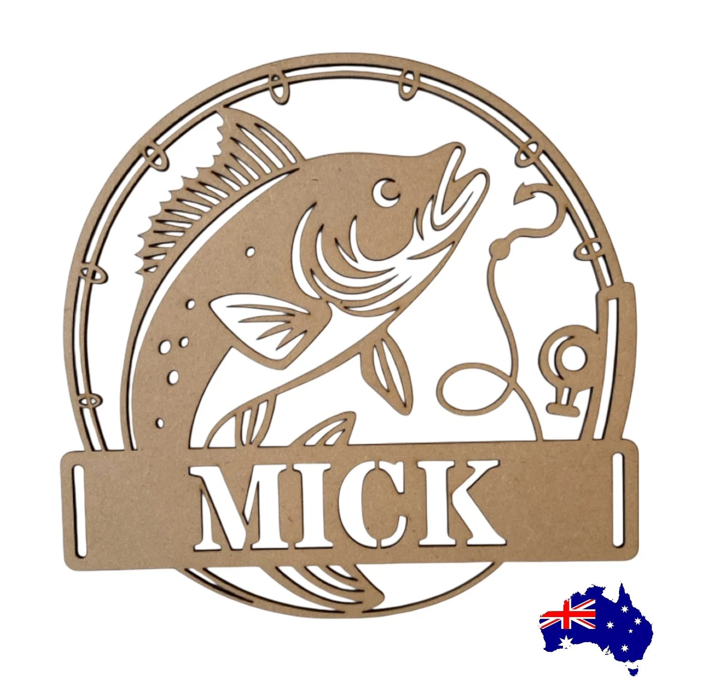 Fishing Custom Personalised Art Plywood MDF Laser Cut