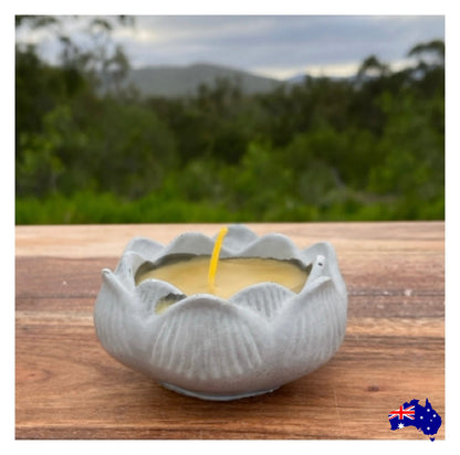 Pure Beeswax Lotus Zen Candle Aussie Handmade