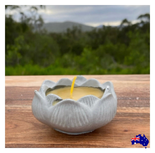 Pure Beeswax Lotus Zen Candle Aussie Handmade