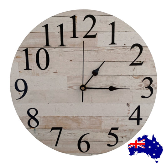 Clock Wall Rustic Wood Aussie Made - The Renmy Store Homewares & Gifts 