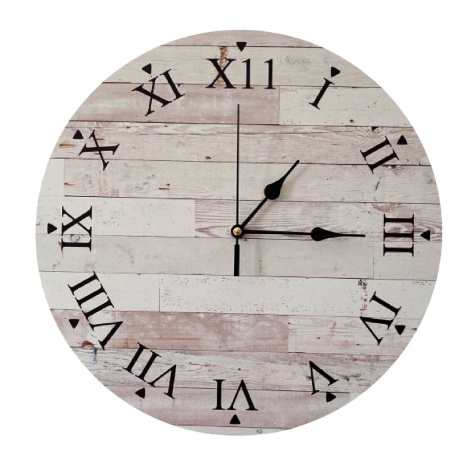 Clock Wall Rustic Wood Roman Numerals Aussie Made - The Renmy Store Homewares & Gifts 