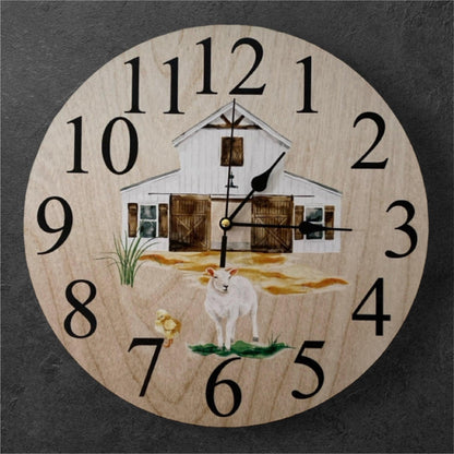 Clock Wall Sheep Chicken Barn Farm Aussie Made - The Renmy Store Homewares & Gifts 