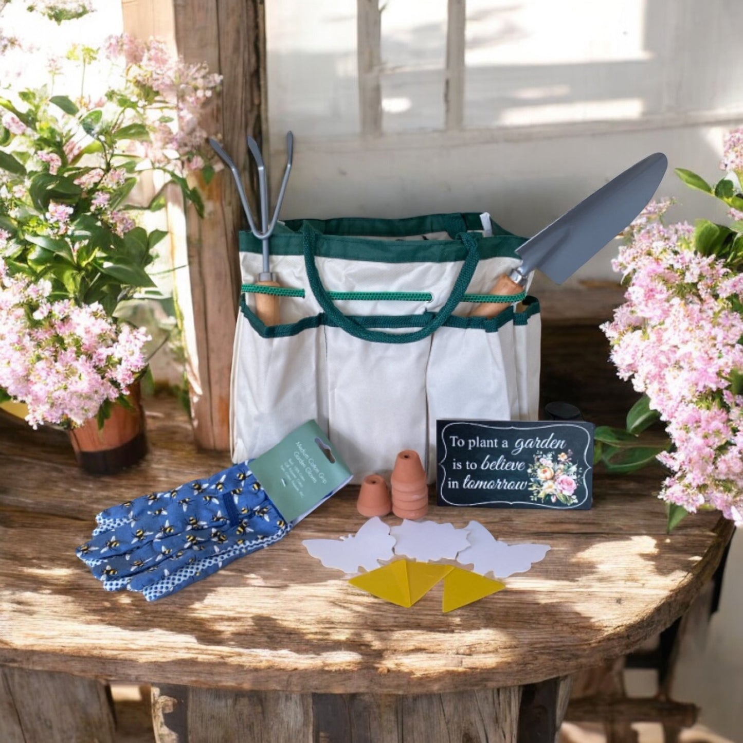 Garden Tool Bag Pot Sign Gloves Gardener Gift Set - The Renmy Store Homewares & Gifts 