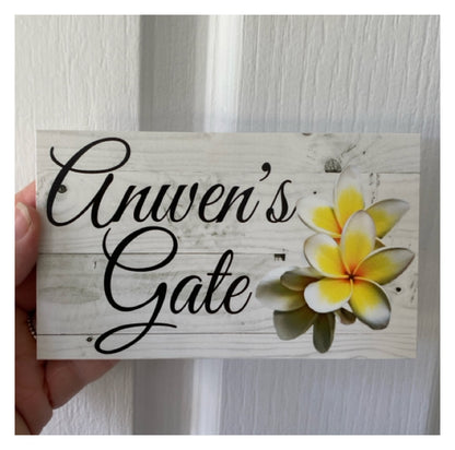 Frangipani Custom Wording Text Name Sign