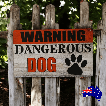 Metal Tin Warning Dangerous Dog Gate Sign - The Renmy Store Homewares & Gifts 