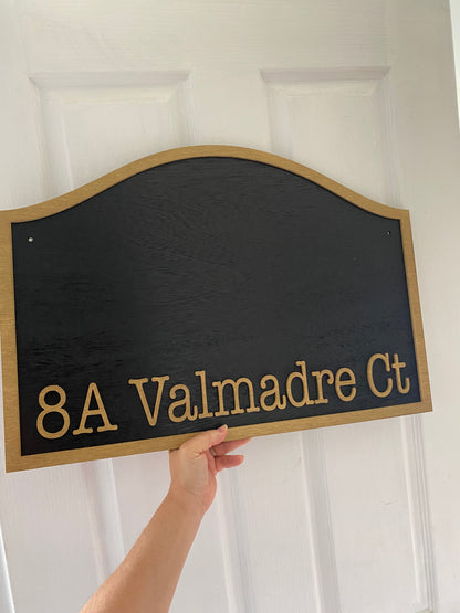 Custom Timber Street Address & House Sign | Personalised Arched Dome Sign | Aussie Made