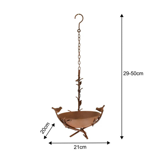 Bird Bath Feeder Hanging 21cm Rustic Cottage Garden