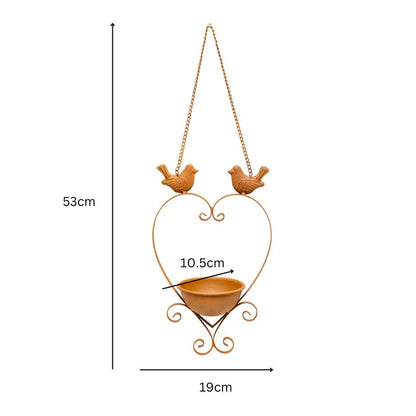 Bird Feeder Hanging Heart Love Birds Metal