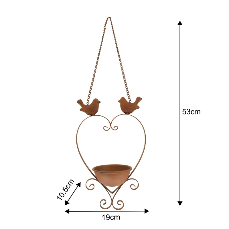 Bird Feeder Hanging Heart Love Birds Metal