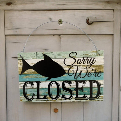 Open Closed Fish Chip Tackle Shop Hanging Sign - The Renmy Store Homewares & Gifts 