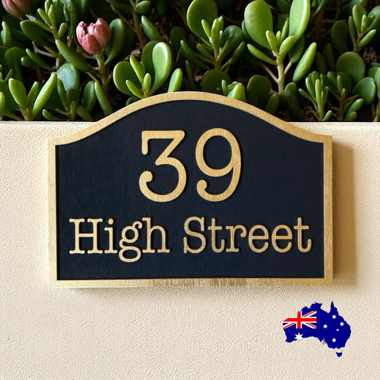 Custom Timber Street Address & House Sign | Personalised Arched Dome Sign | Aussie Made