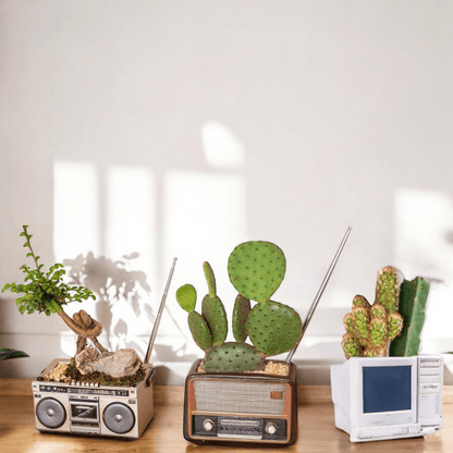 Planter Pot Radio Music Cassette Computer Retro Vintage - The Renmy Store Homewares & Gifts 