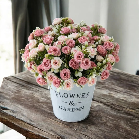 Rose 15 Bouquet Vase Decoration Artificial Flower