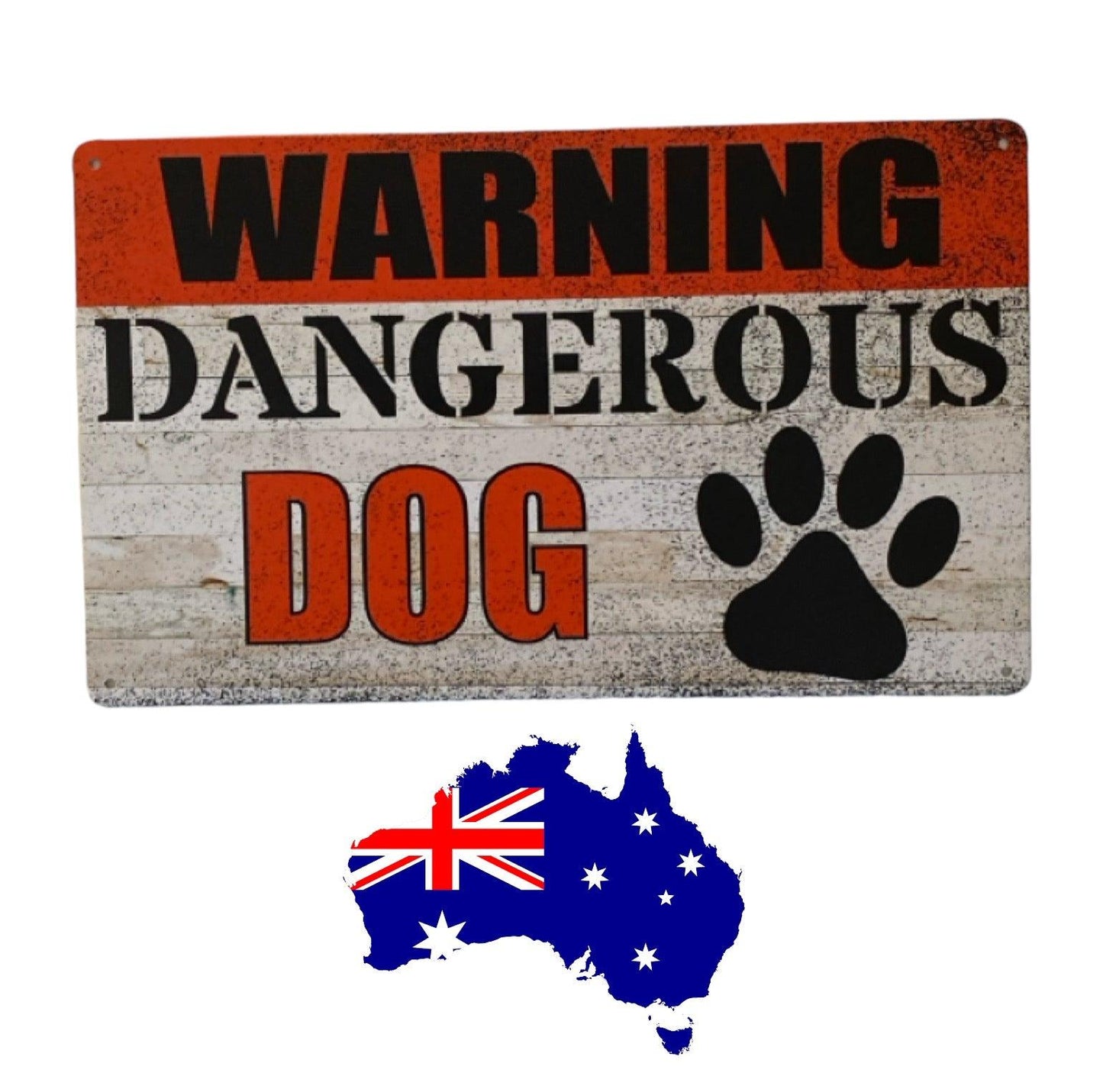 Metal Tin Warning Dangerous Dog Gate Sign - The Renmy Store Homewares & Gifts 