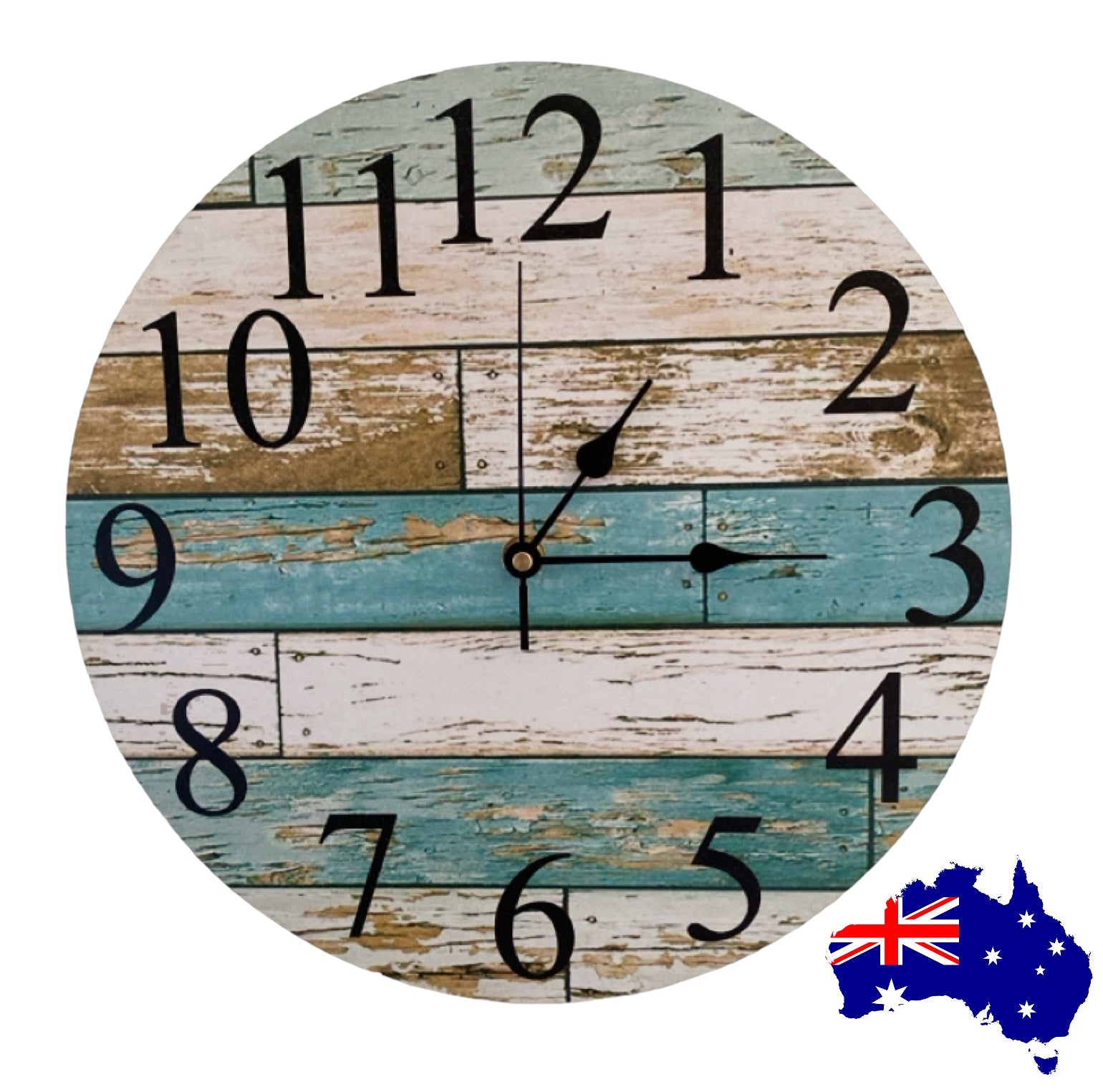 Clock Wall Rustic Blue Aussie Made - The Renmy Store Homewares & Gifts 