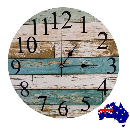 Clock Wall Rustic Blue Aussie Made