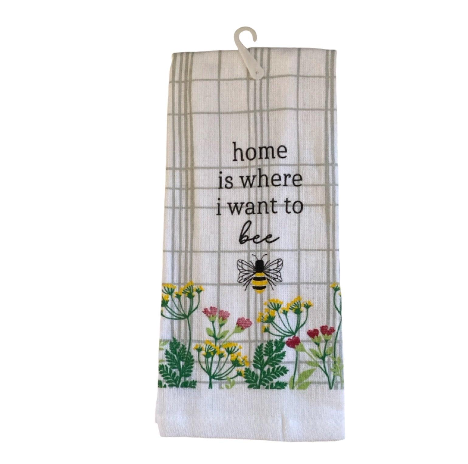 Bee Wall Art Tea Towel Pot Sitter Hook Sign Gift Set - The Renmy Store Homewares & Gifts 