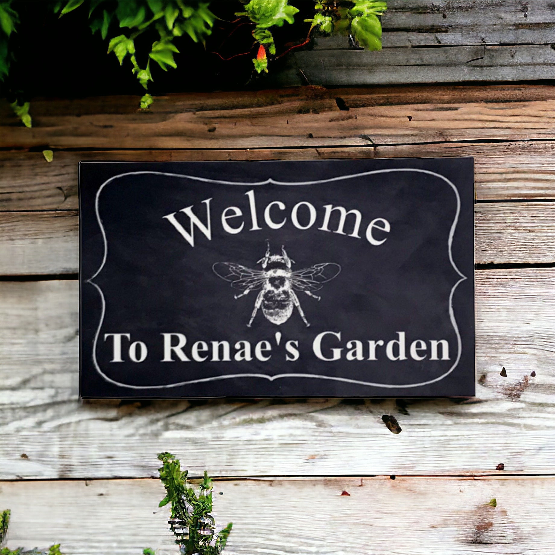Welcome Personalised Custom Garden Bee Sign - The Renmy Store Homewares & Gifts 