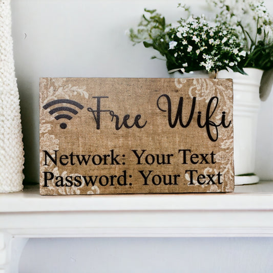 WiFi Password Network Guest Custom Personalised Chic Sign