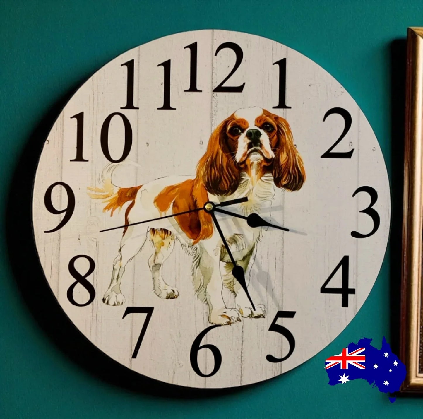 Clock Wall Dog Cavalier King Charles Spaniel 30cm 60cm Aussie Made