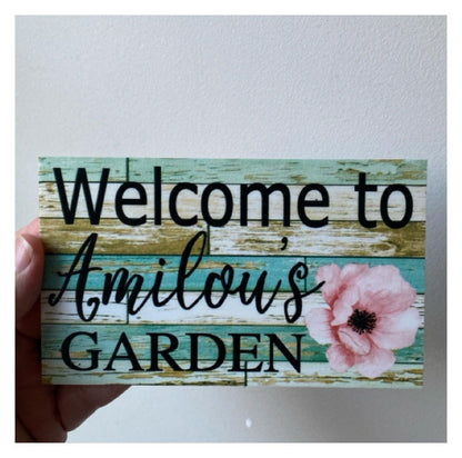 Welcome Garden Custom Personalised Sign Flower