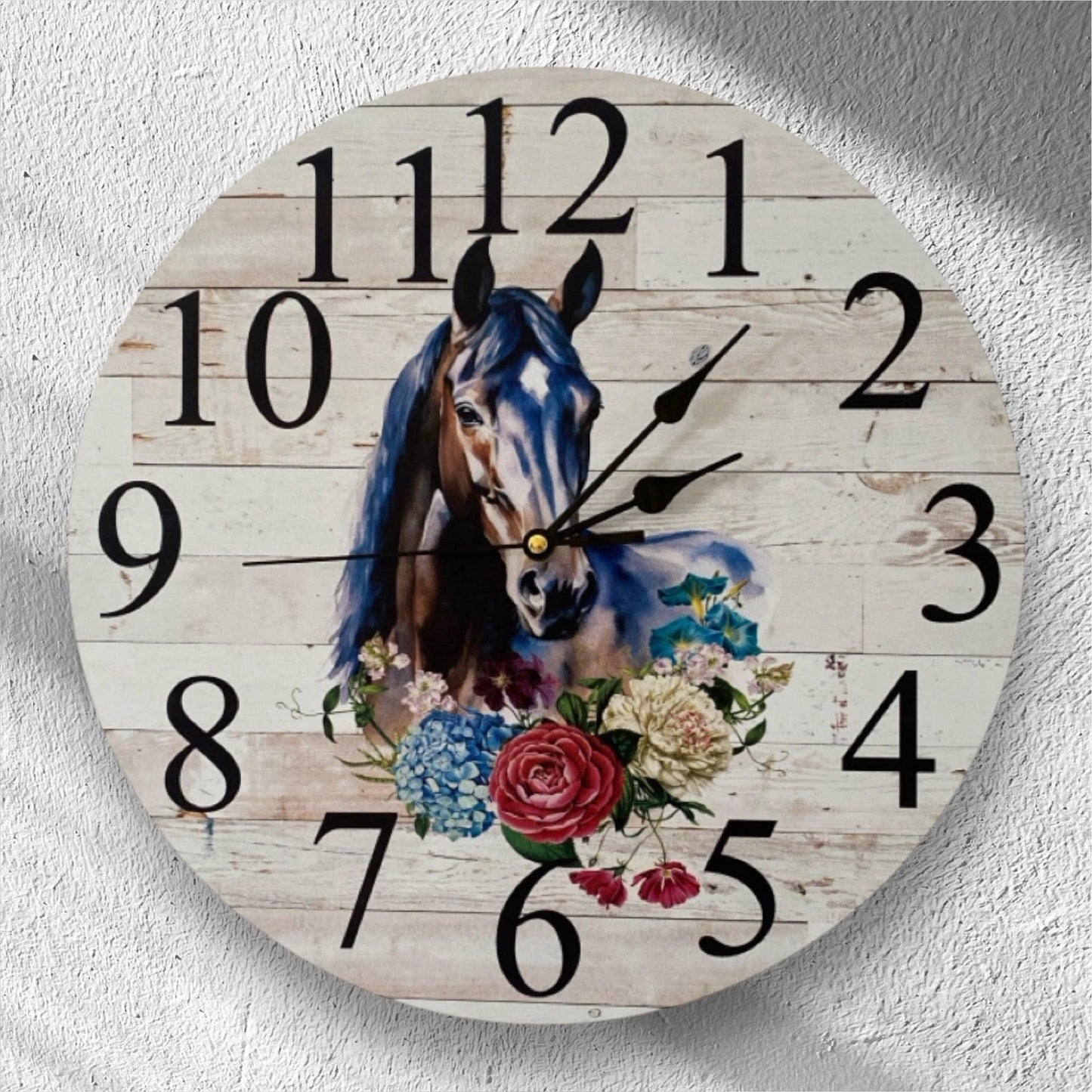 Clock Wall Thoroughbred Horse Floral Aussie Made