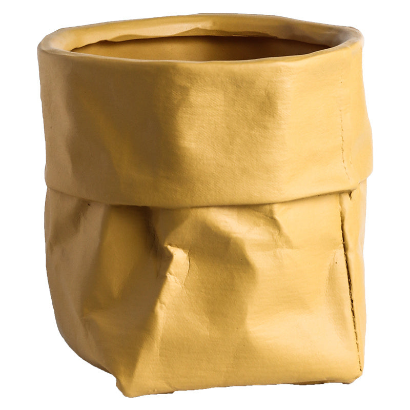 Rustic Bag Planter Pot - Ceramic Paper Bag Flower Pot