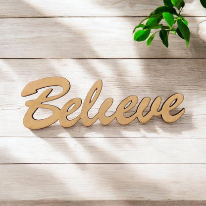 Believe Word Sign MDF DIY Wooden - The Renmy Store Homewares & Gifts 