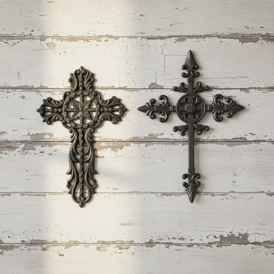 Cross Cast Iron Rustic Wall Home Garden Large