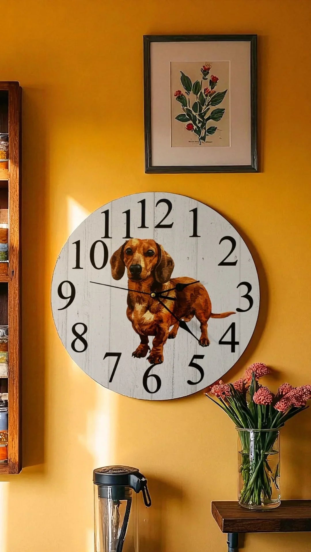 Clock Wall Dachshund Brown Tan 30cm 60cm Aussie Made