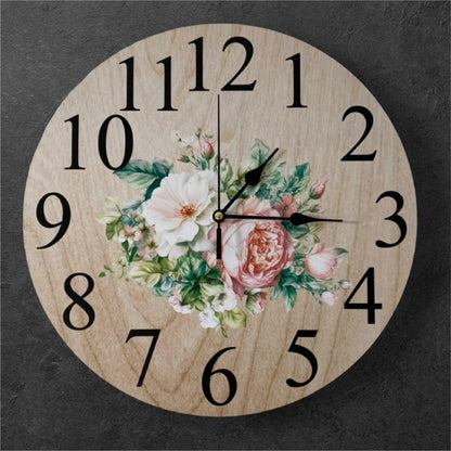 Clock Wall Floral Pink Rose Peony White Aussie Made - The Renmy Store Homewares & Gifts 