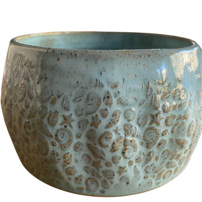 Handmade Seashells Starfish Light Blue Ceramic Mug | Aussie Made Wolf and Clay Coastal Gift
