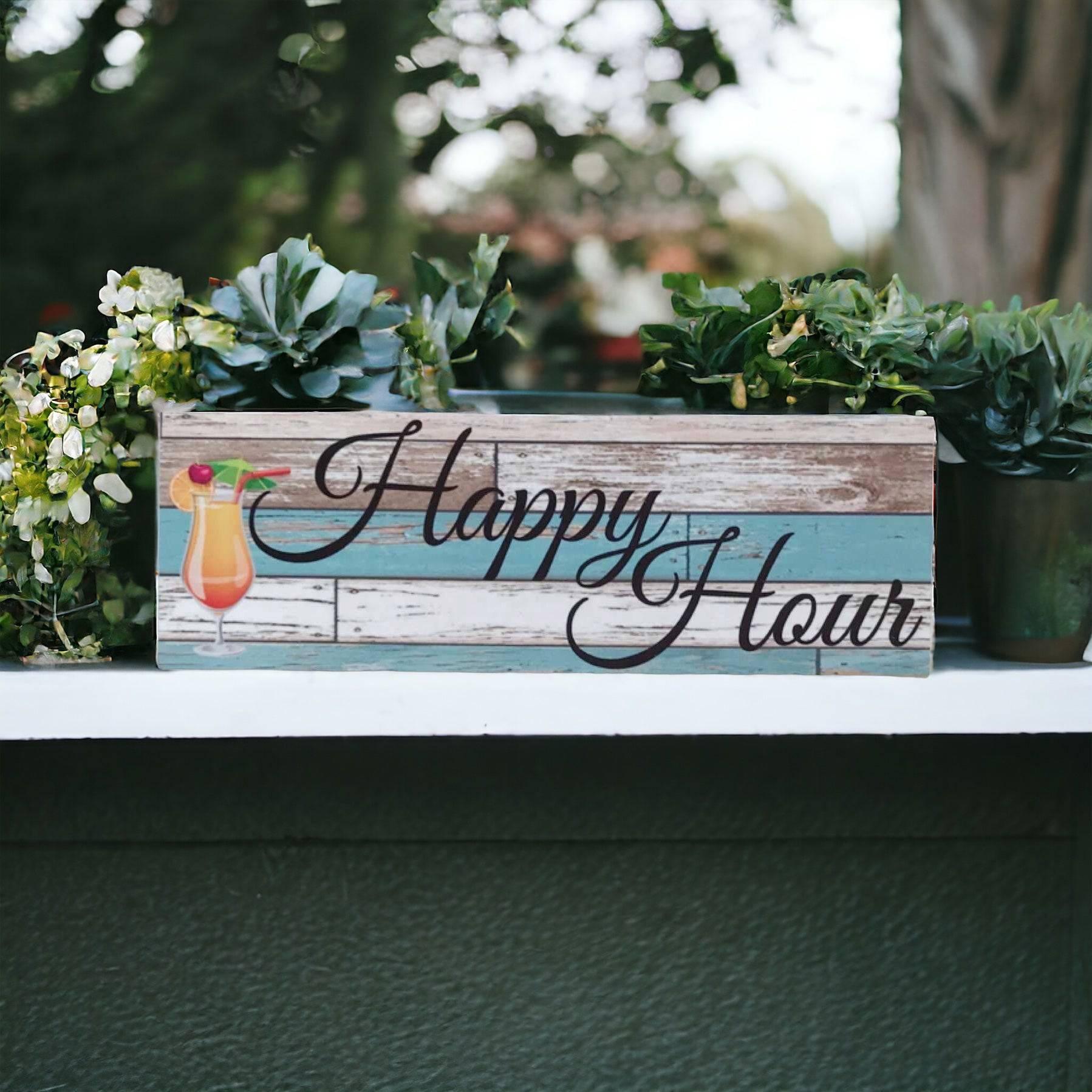 Happy Hour Cocktail Rustic Blue Sign - The Renmy Store Homewares & Gifts 