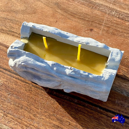 Pure Beeswax Rustic Log Candle Aussie Handmade