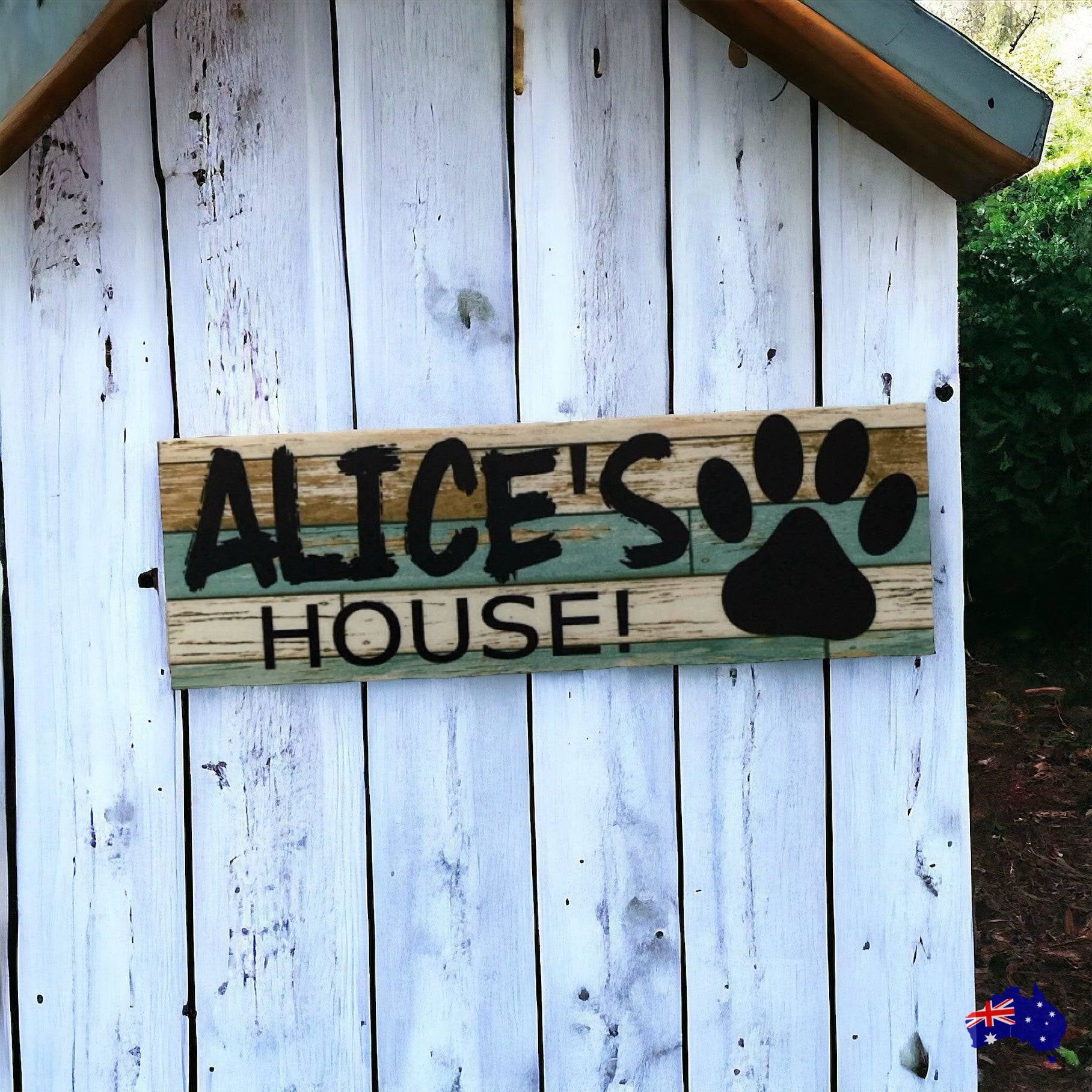 Dog Kennel House Custom Personalised Blue Pets Name Sign - The Renmy Store Homewares & Gifts 