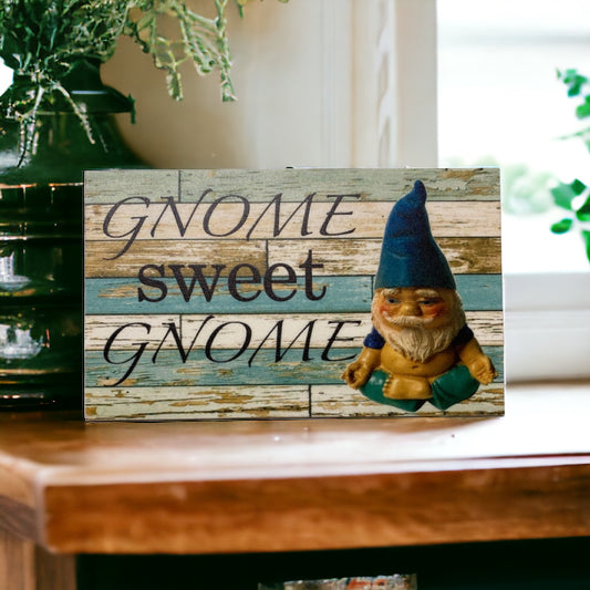 Gnome Sweet Gnome Blue Sign - The Renmy Store Homewares & Gifts 