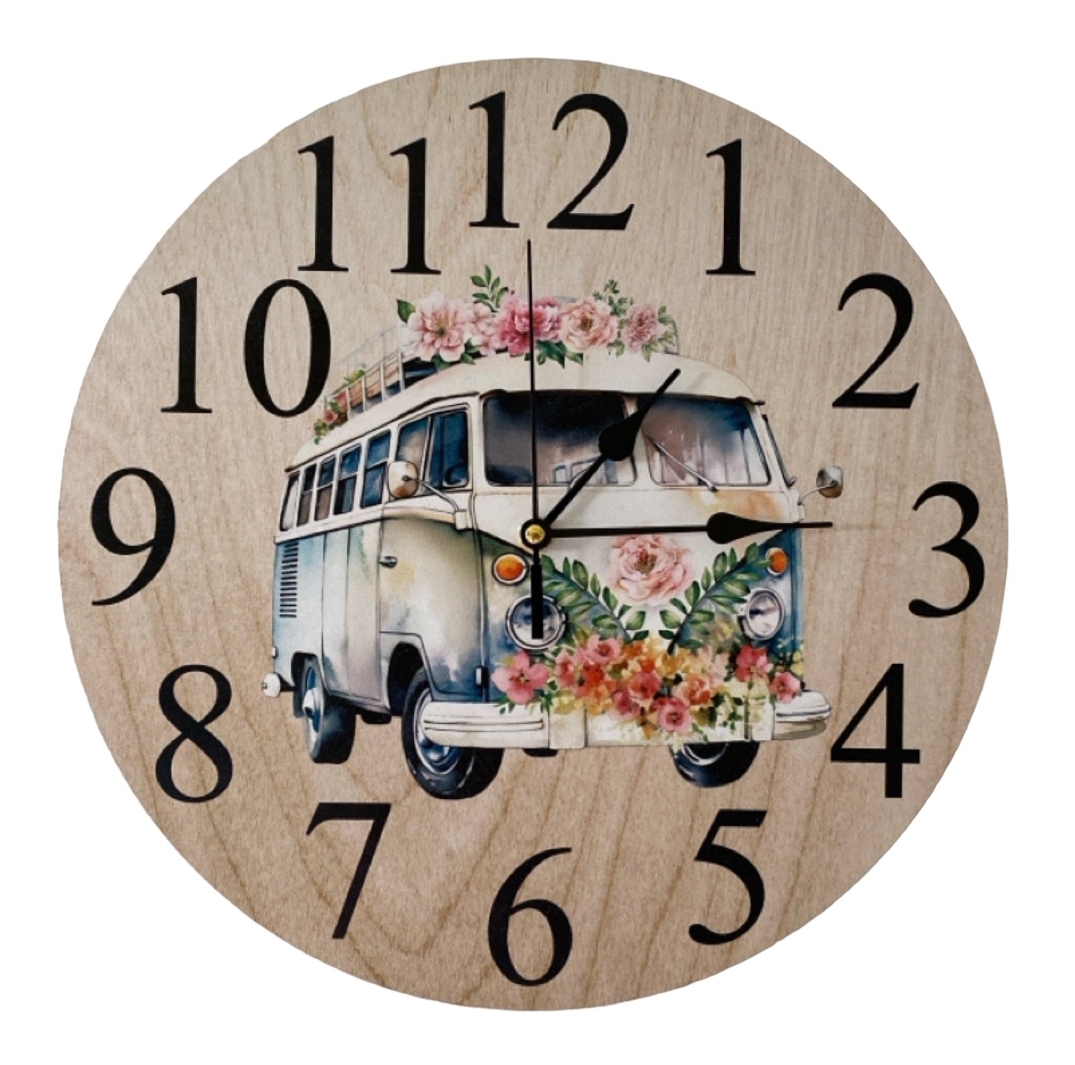 Clock Wall Floral Kombi Van Aussie Made - The Renmy Store Homewares & Gifts 