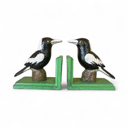 Book Ends Magpie Bird Pink Cast Iron