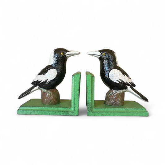 Book Ends Magpie Bird Pink Cast Iron
