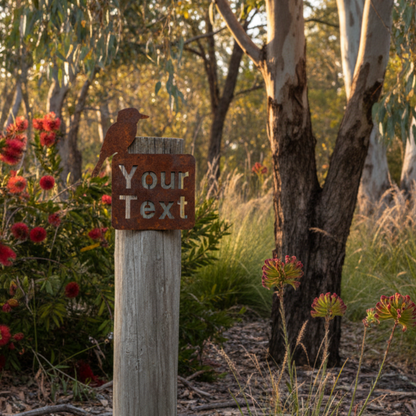 Custom Kookaburra Property Sign - Rusty Metal - Aussie Made