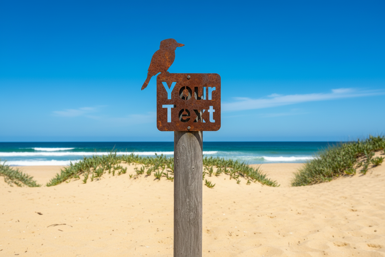 Custom Kookaburra Property Sign - Rusty Metal - Aussie Made