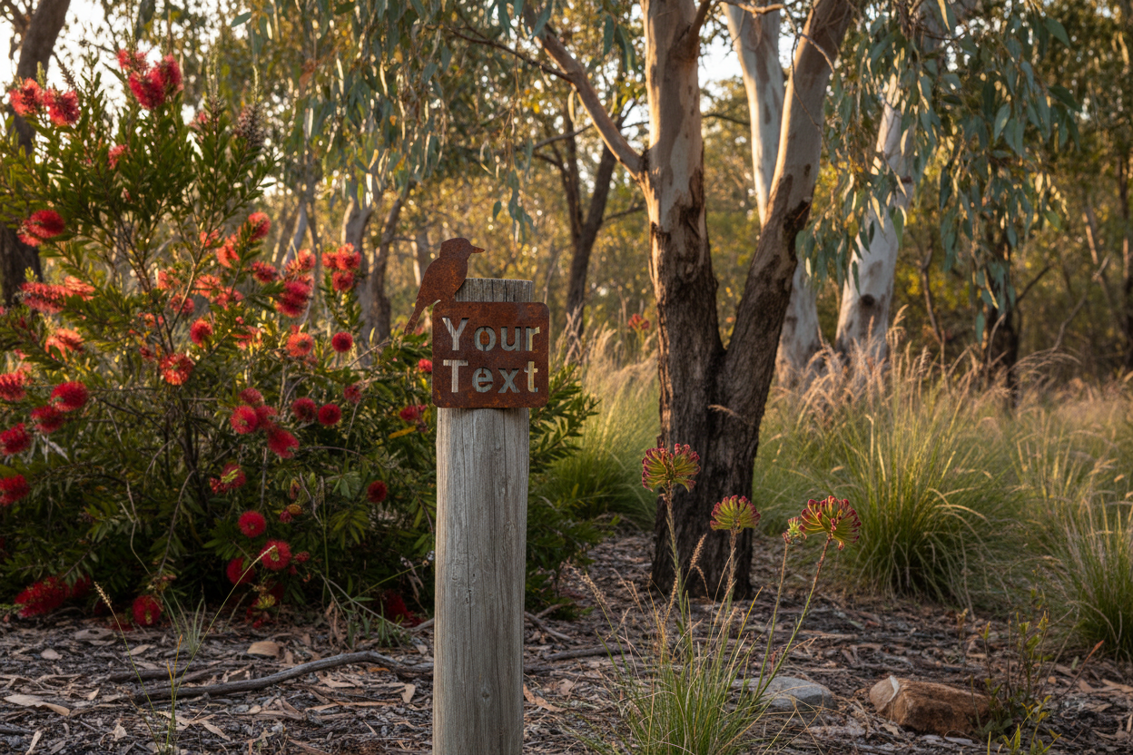 Custom Kookaburra Property Sign - Rusty Metal - Aussie Made
