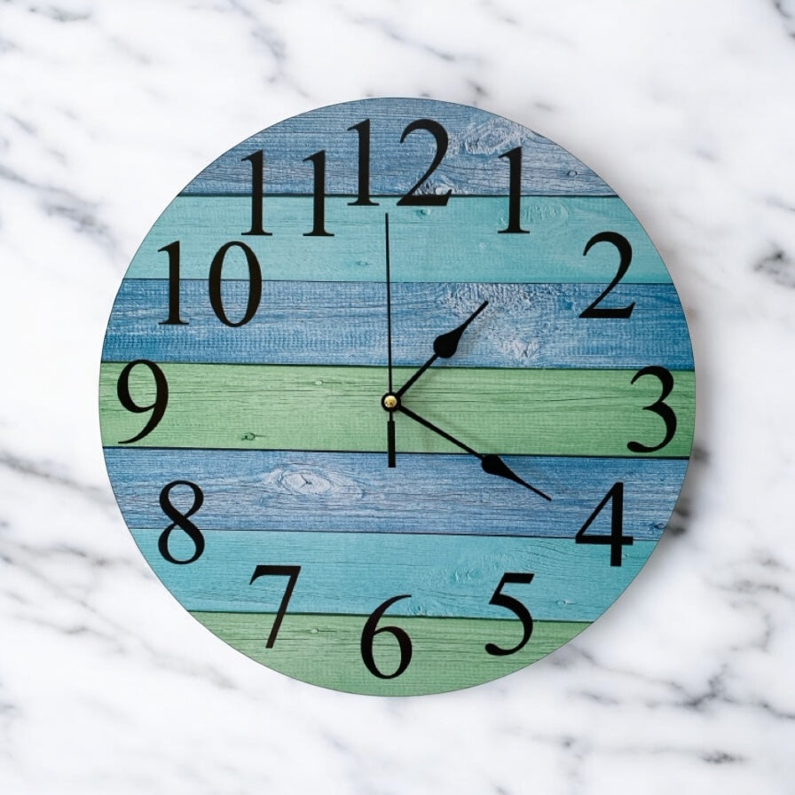 Clock Wall Sage Green Blue Wood Rustic Aussie Made