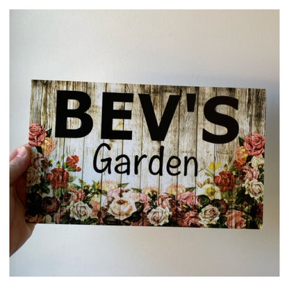 Floral Garden Rose Personalised Custom Sign