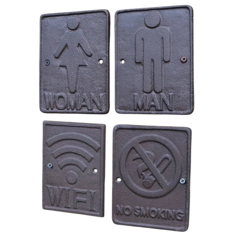 Women Man WIFI No Smoking Wall Cast Iron Sign