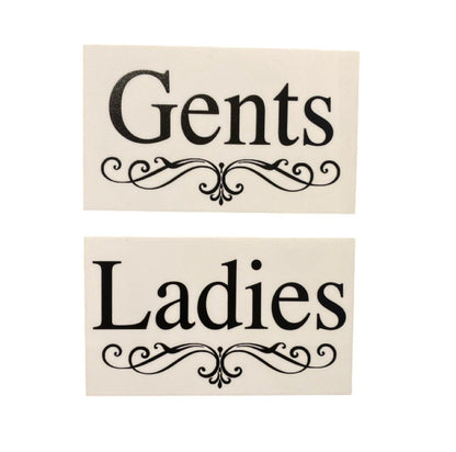 Toilet Door Ladies Gents White Elegance Sign - The Renmy Store Homewares & Gifts 